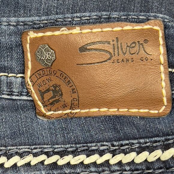 Silver Jeans Frances Women 25x33 (Actual 28x33) Blue Denim Pants Distressed - Picture 4 of 16